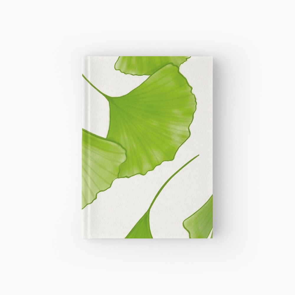 "Ginkgo Biloba Watercolor Leaf" Hardcover Journal for Sale by