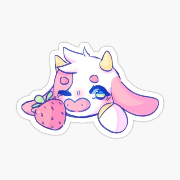 Strawberry Cow Stickers Redbubble - aesthetic strawberry cow roblox icon