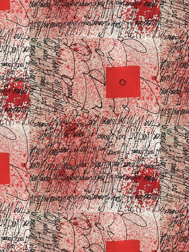 Thumbnail 3 of 3, Scarf, Red Splatter Text Pattern Design designed and sold by NancyMerkle.