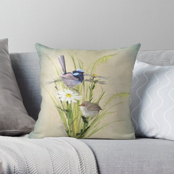 Little Fairy Wrens Throw Pillow