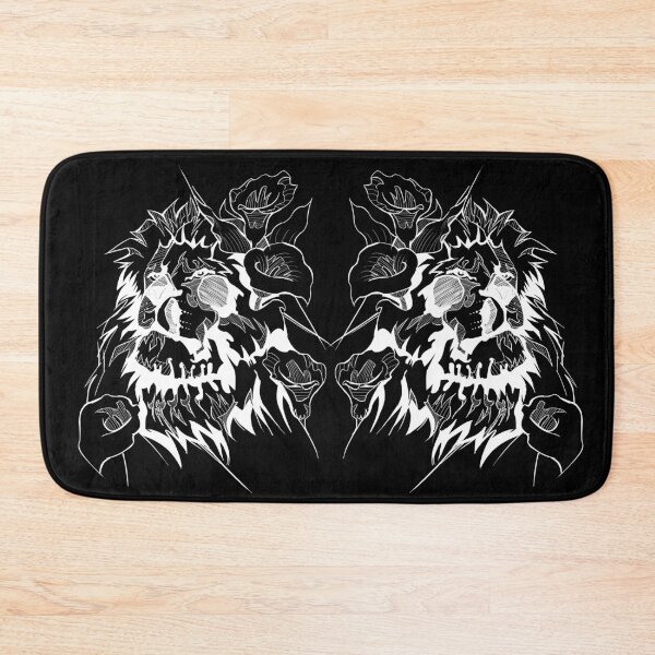 Item preview, Lion skull flowers in white designed and sold by RafaelLima7.