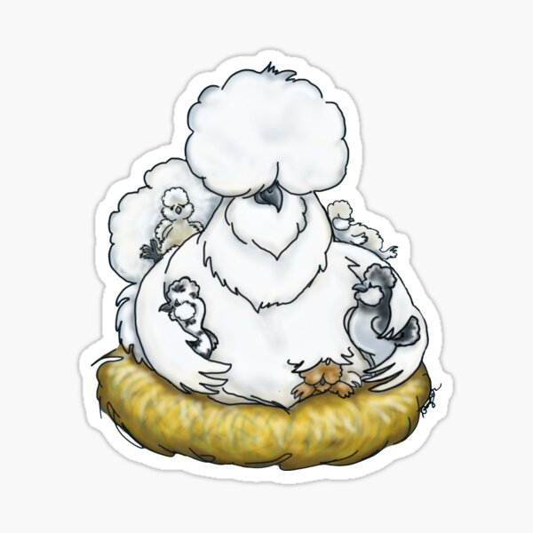 Brooding Silkie Chicken Sticker