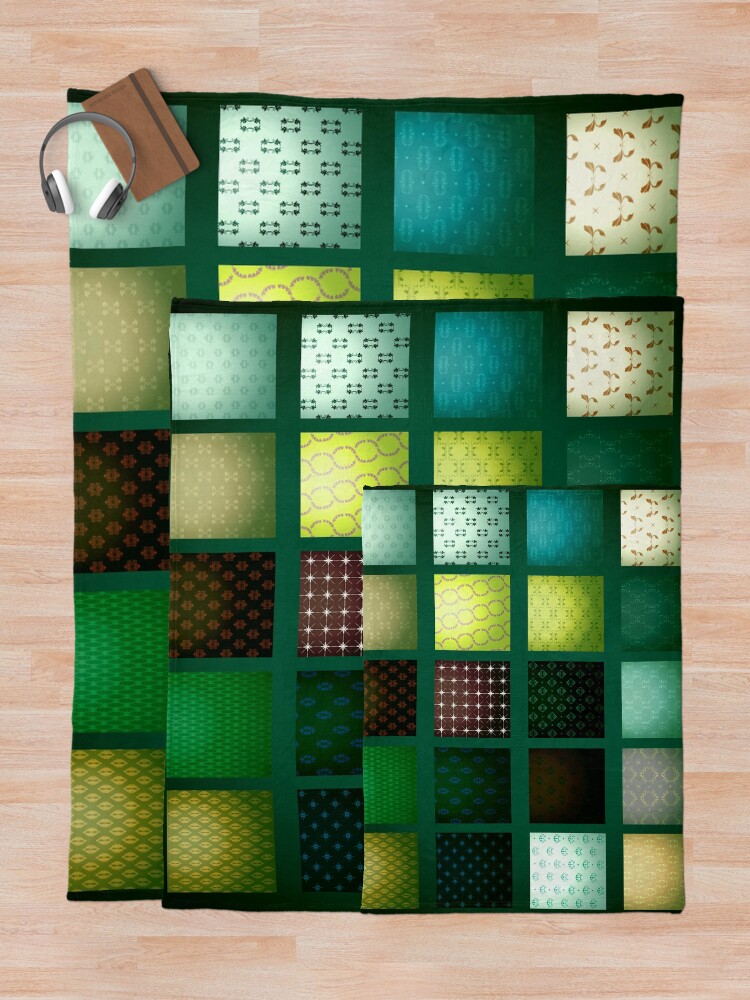 Alternate view of Green Bohemian Contemporary Tile Print Throw Blanket
