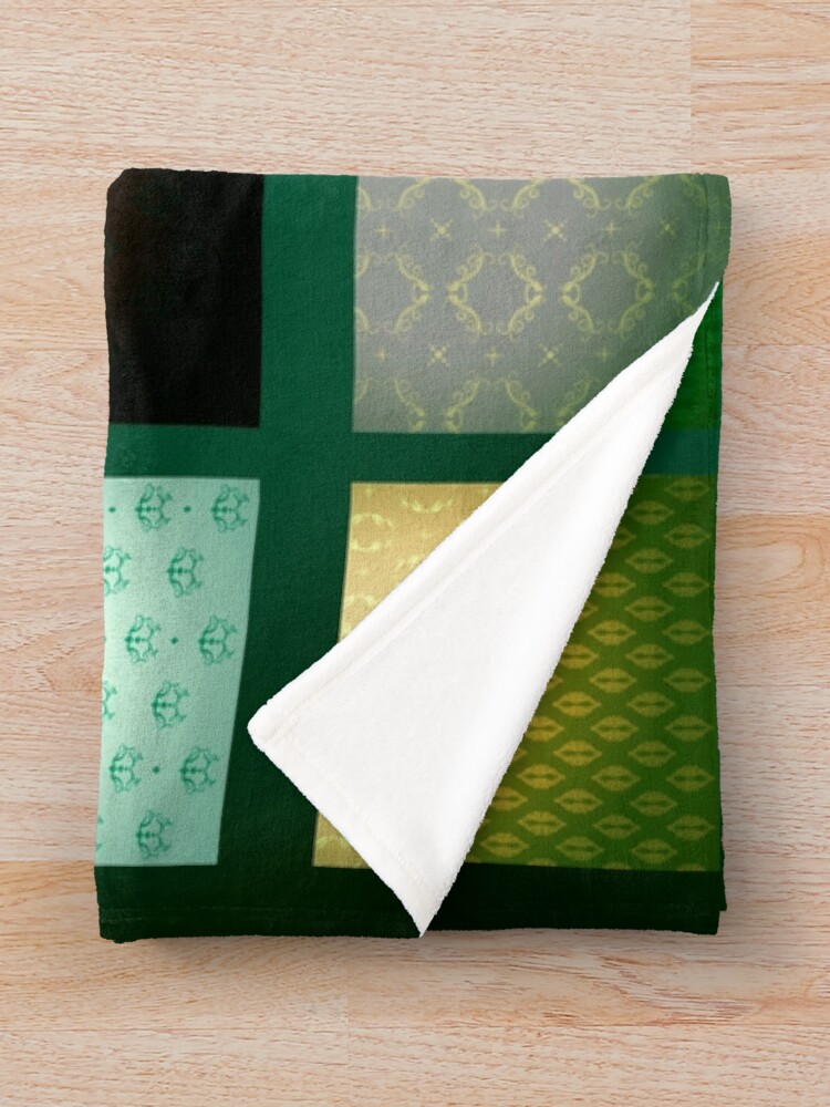 Alternate view of Green Bohemian Contemporary Tile Print Throw Blanket