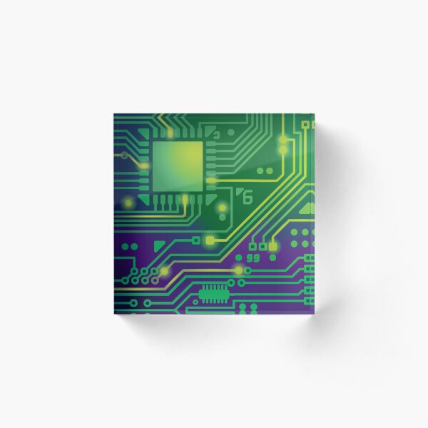 Computers Technology Digital Circuit Print Acrylic Block