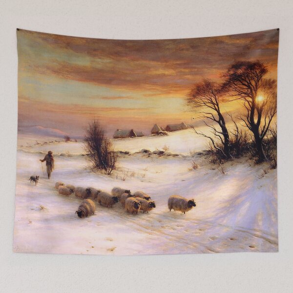Item preview, Herding Sheep in a Winter Landscape at Sunset - Joseph Farquharson designed and sold by CJET.