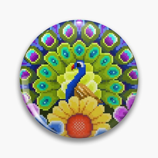Item preview, Pixelated Peacock and Flowers designed and sold by HopeDetour.