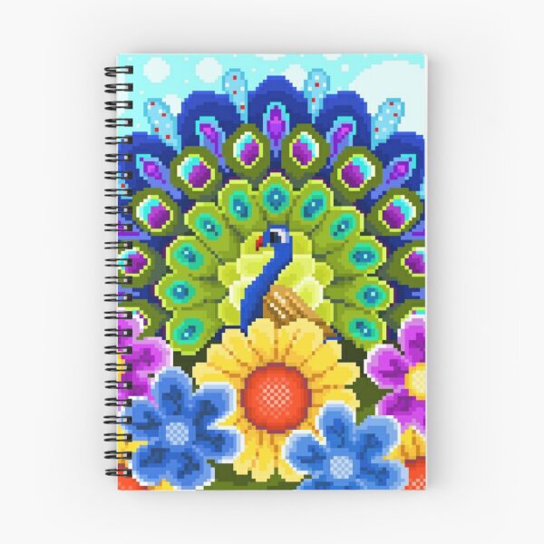 Item preview, Pixelated Peacock and Flowers designed and sold by HopeDetour.