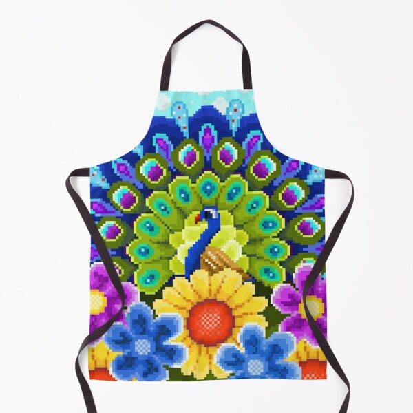 Item preview, Pixelated Peacock and Flowers designed and sold by HopeDetour.