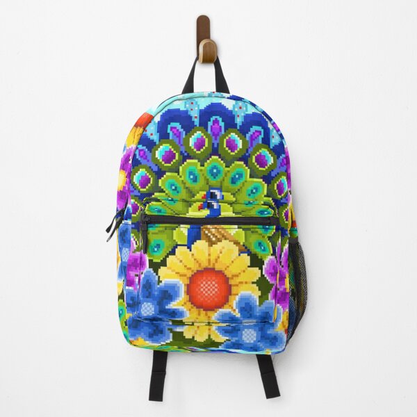 Item preview, Pixelated Peacock and Flowers designed and sold by HopeDetour.