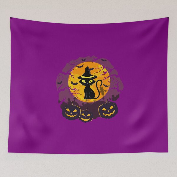 Item preview, Halloween Black Cat and Scary Pumpkins designed and sold by giftsbyminuet.