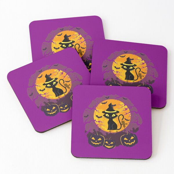 Item preview, Halloween Black Cat and Scary Pumpkins designed and sold by giftsbyminuet.