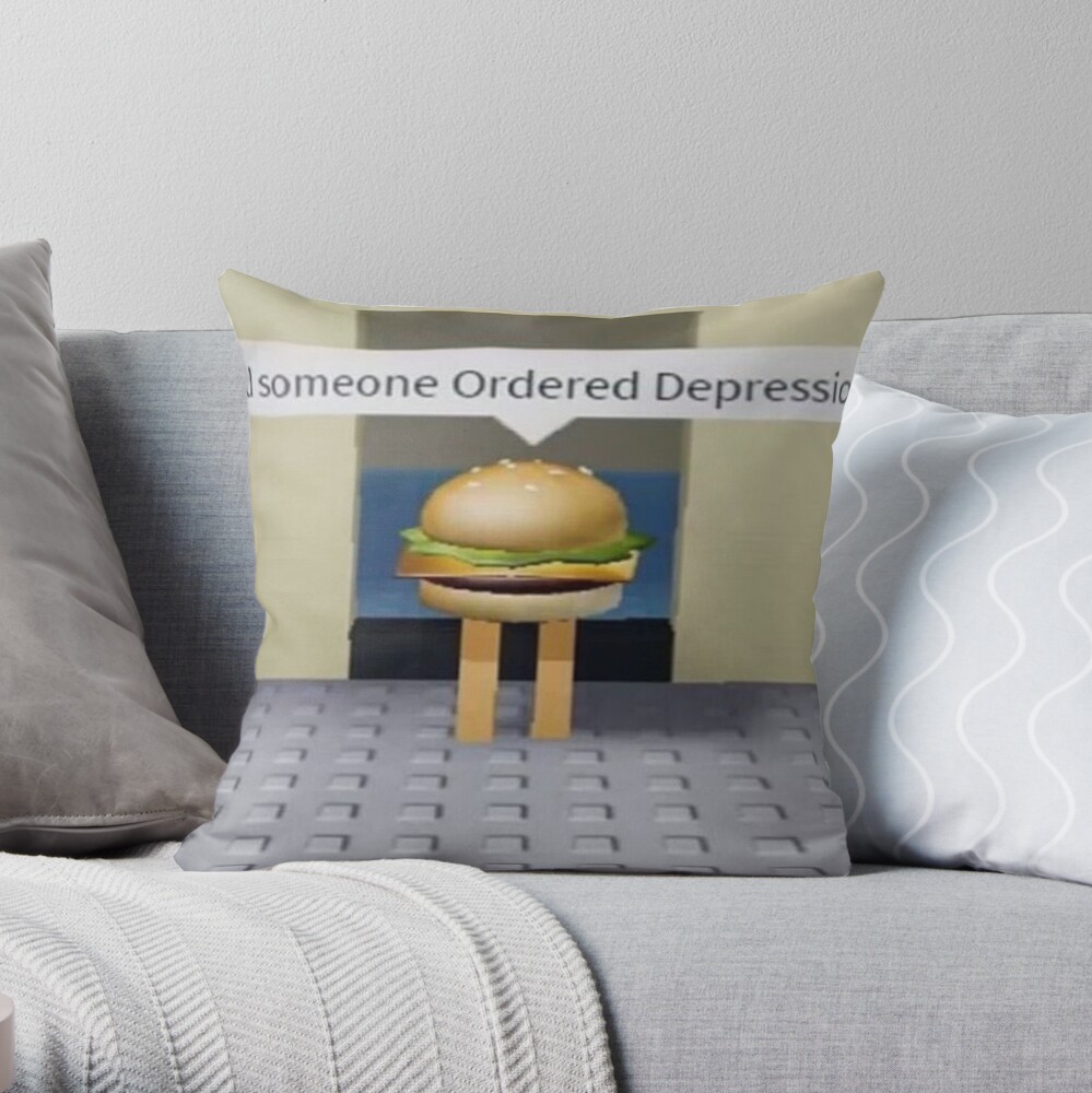 Roblox Cheeseburger Meme Throw Pillow By Memelibrary Redbubble - roblox dank pillows cushions redbubble