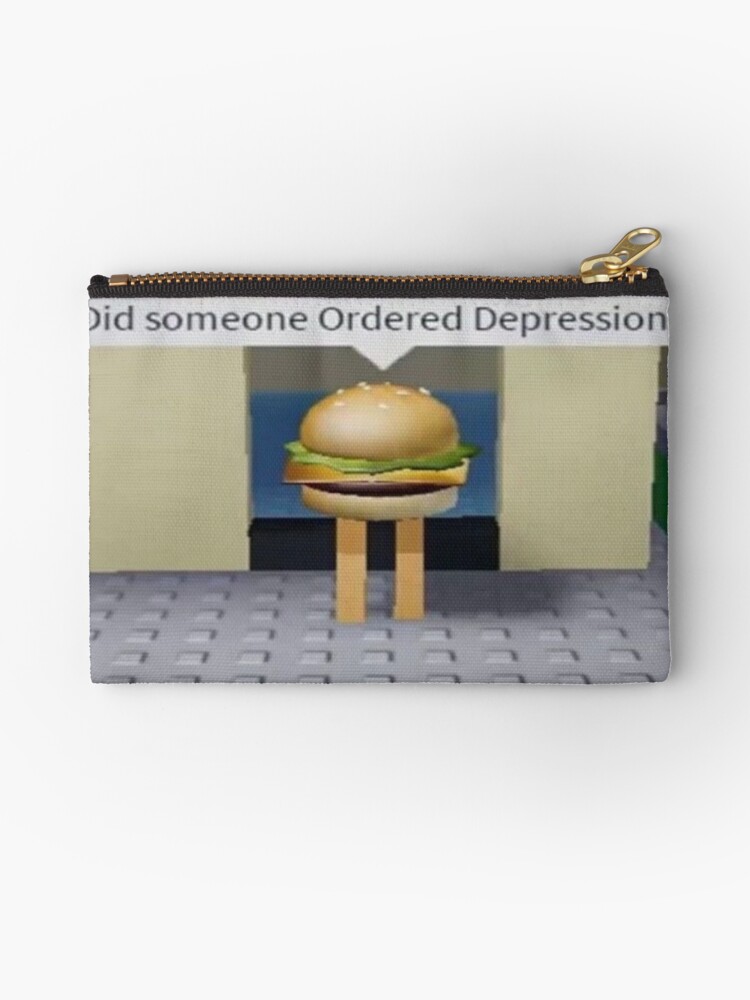 Roblox Cheeseburger Meme Zipper Pouch By Memelibrary Redbubble - double doge in a pouch roblox