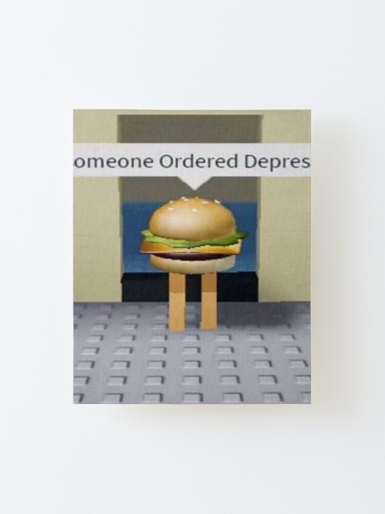 Roblox Cheeseburger Meme Mounted Print By Memelibrary Redbubble - roblox face burger