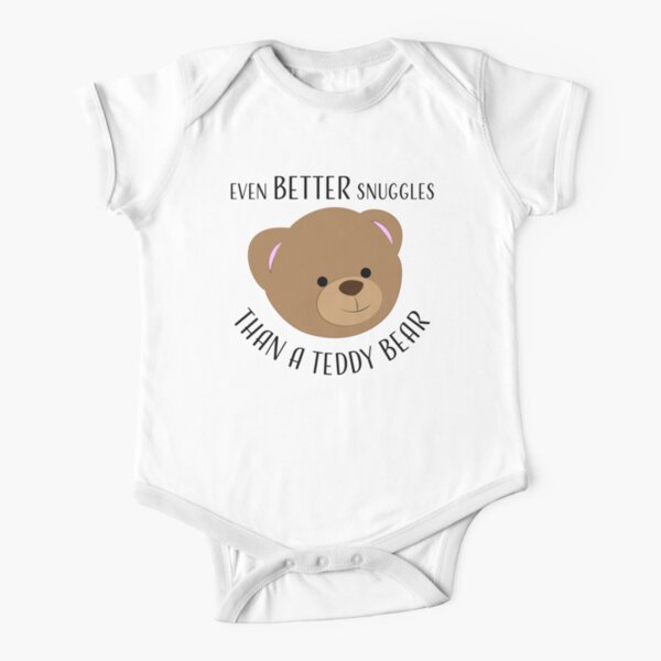 Teddy Bear quote - black Short Sleeve Baby One-Piece