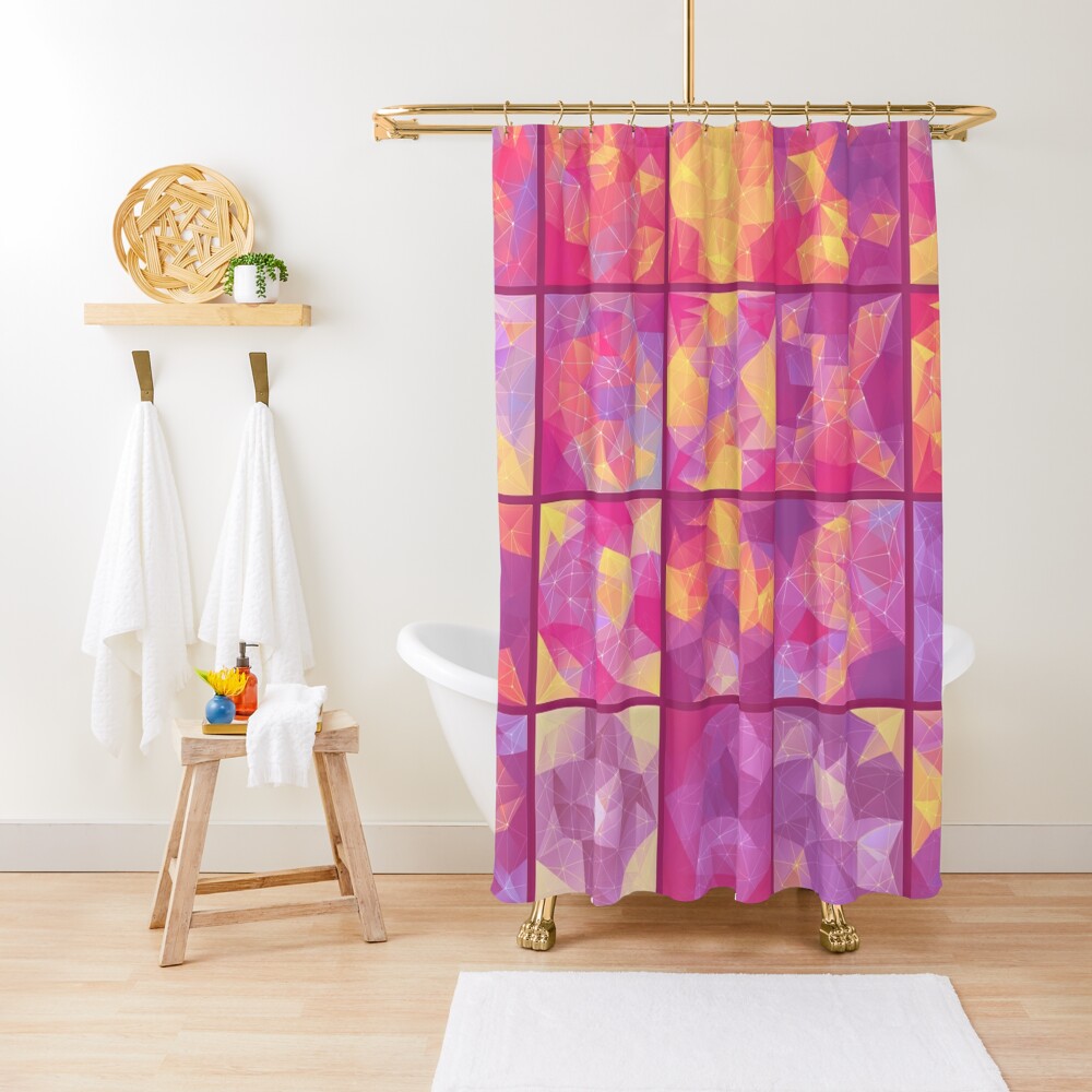 Psychedelic Colorful Bright Color Block Explosion Shower Curtain