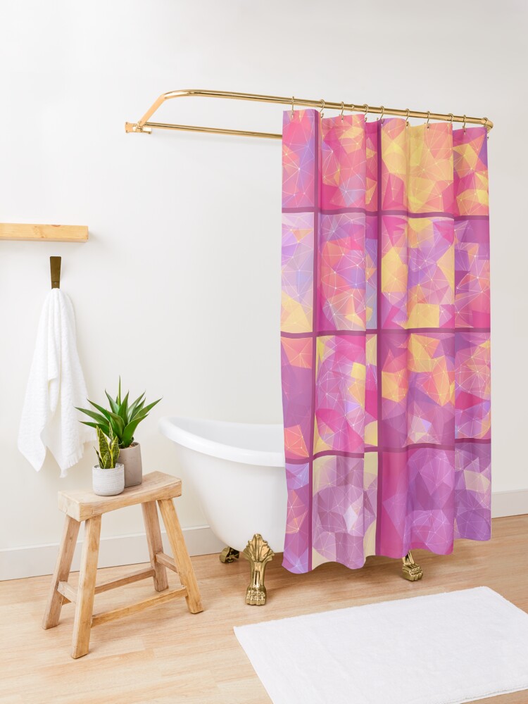 Alternate view of Psychedelic Colorful Bright Color Block Explosion Shower Curtain