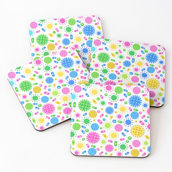 Item preview, Colorful cartoon viruses and bacteria cells under microscope  designed and sold by natalyon.
