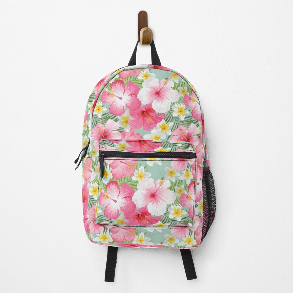 Tropical Hibiscus and Plumeria Flowers Backpack