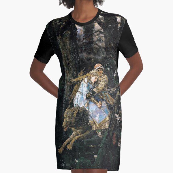 Ivan Tsarevich Riding the Grey Wolf - Viktor Vasnetsov - 1889 Graphic T-Shirt Dress