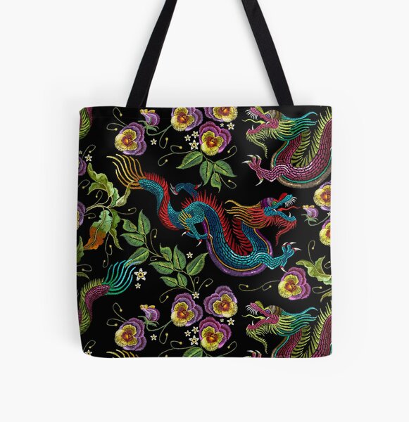 Dragon Parchment Fantasy Grocery Travel Reusable Tote Bag 