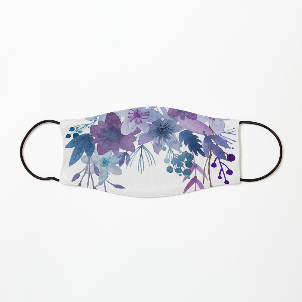 Blue Purple Flowers Mask