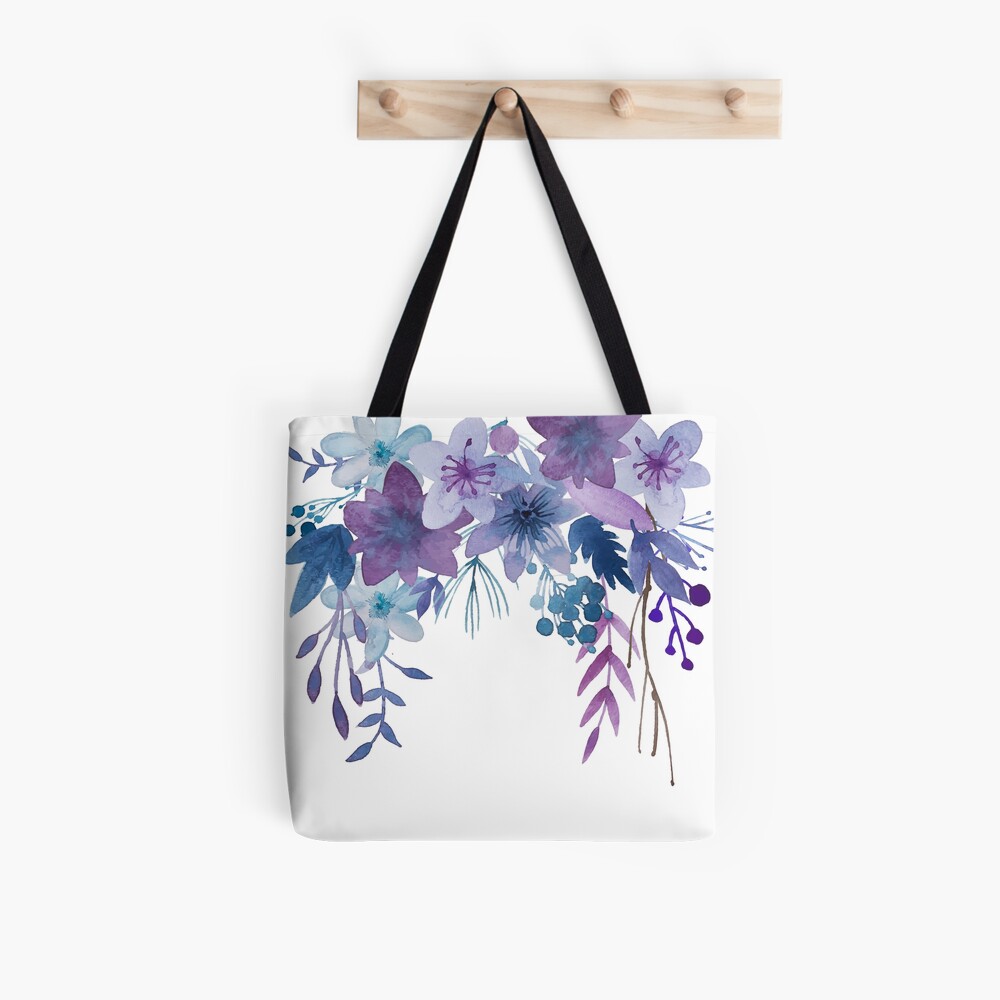 Blue Purple Flowers Tote Bag