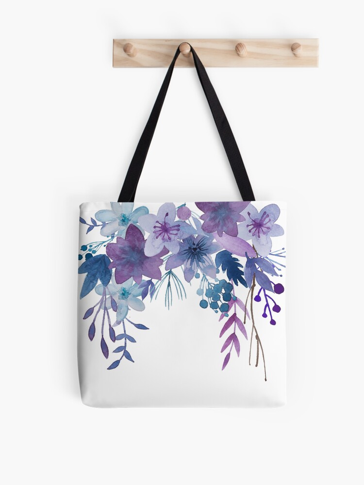 Personalized Name Purple Floral Cotton Canvas Tote Bag – The