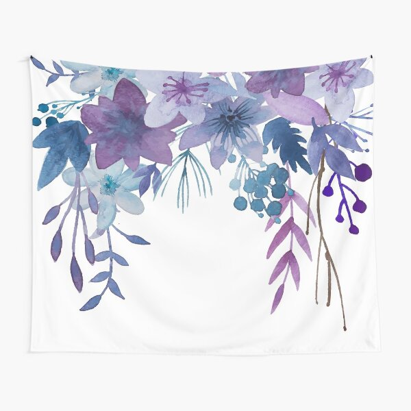 Blue Purple Flowers Tapestry
