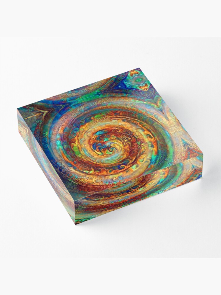 Alternate view of Abstractions of abstract abstraction of colorful spiral Acrylic Block