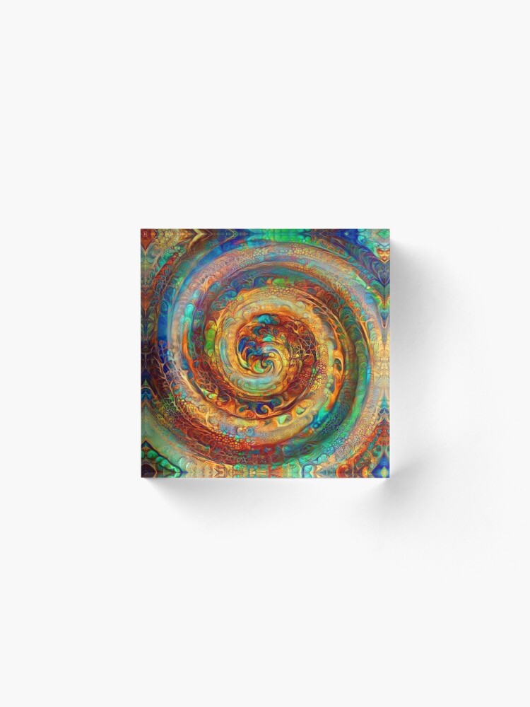 Alternate view of Abstractions of abstract abstraction of colorful spiral Acrylic Block