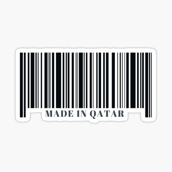 Made in Qatar Black Barcode Sticker