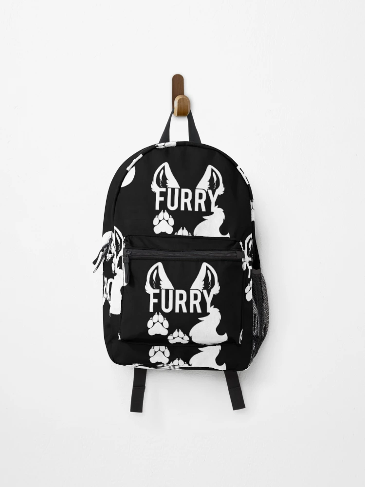 FURRY white text Backpack for Sale by 8Bit Paws Redbubble