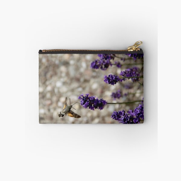Item preview, Hummingbird hawk-moth in flight on lavender flowers designed and sold by EstelleRossetti.
