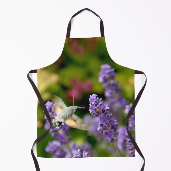 Item preview, Hummingbird hawk-moth in flight on lavender flowers designed and sold by EstelleRossetti.