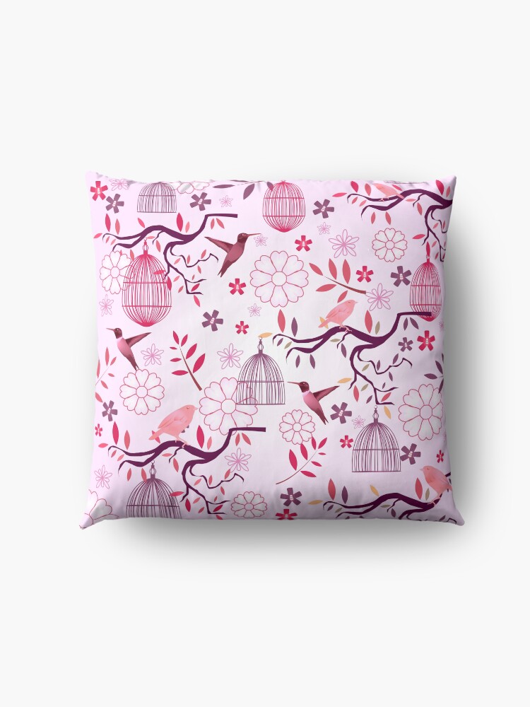 Alternate view of Red Birds of Paradise Fabric Print Floor Pillow
