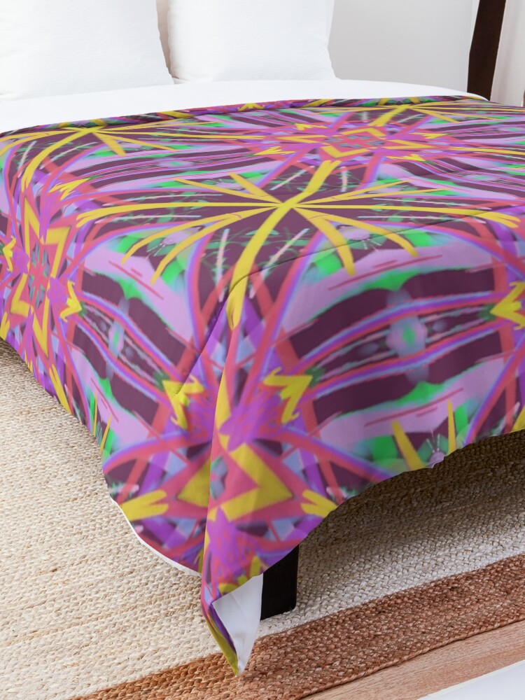 Alternate view of Psychedelic Geometric Fabric Print Comforter