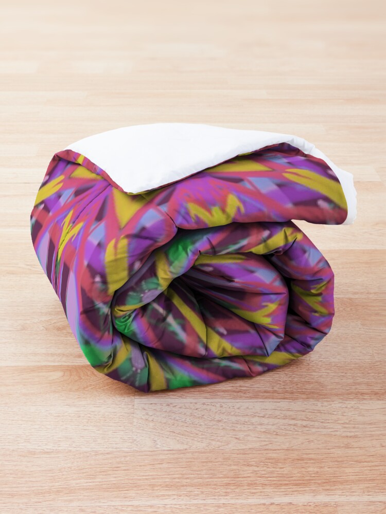 Alternate view of Psychedelic Geometric Fabric Print Comforter