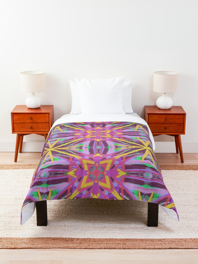 Alternate view of Psychedelic Geometric Fabric Print Comforter