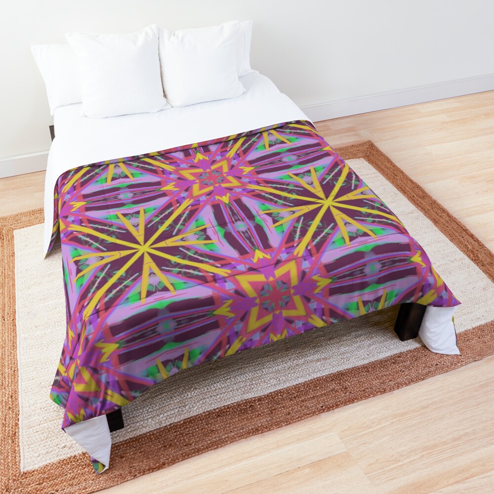 Psychedelic Geometric Fabric Print Comforter
