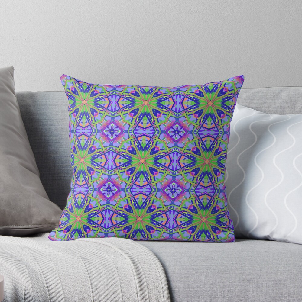 Psychedelic Mandala Kaleidoscope Fabric Print Throw Pillow