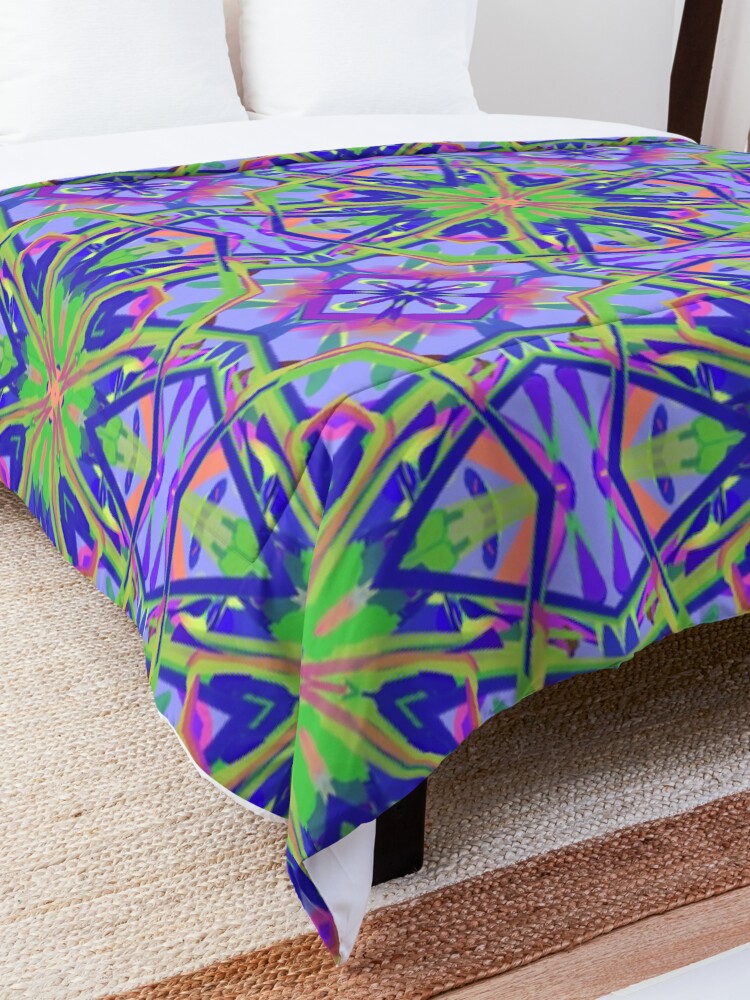 Alternate view of Psychedelic Mandala Kaleidoscope Fabric Print Comforter