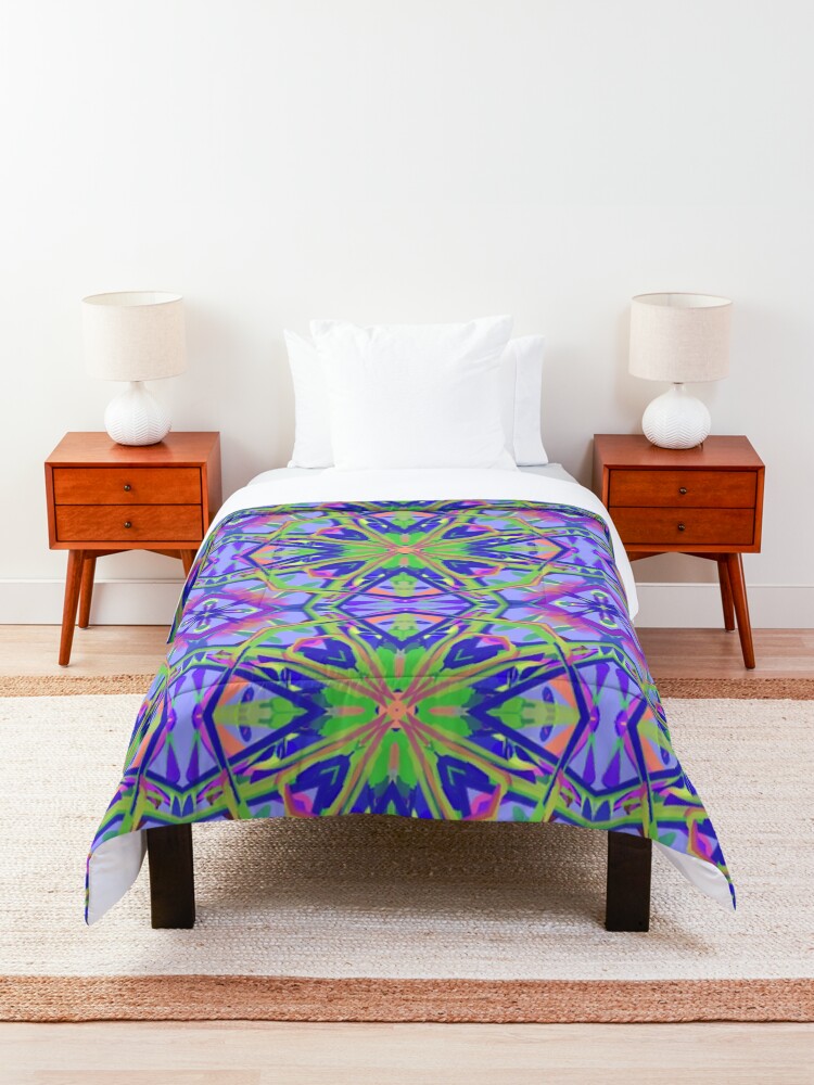 Alternate view of Psychedelic Mandala Kaleidoscope Fabric Print Comforter