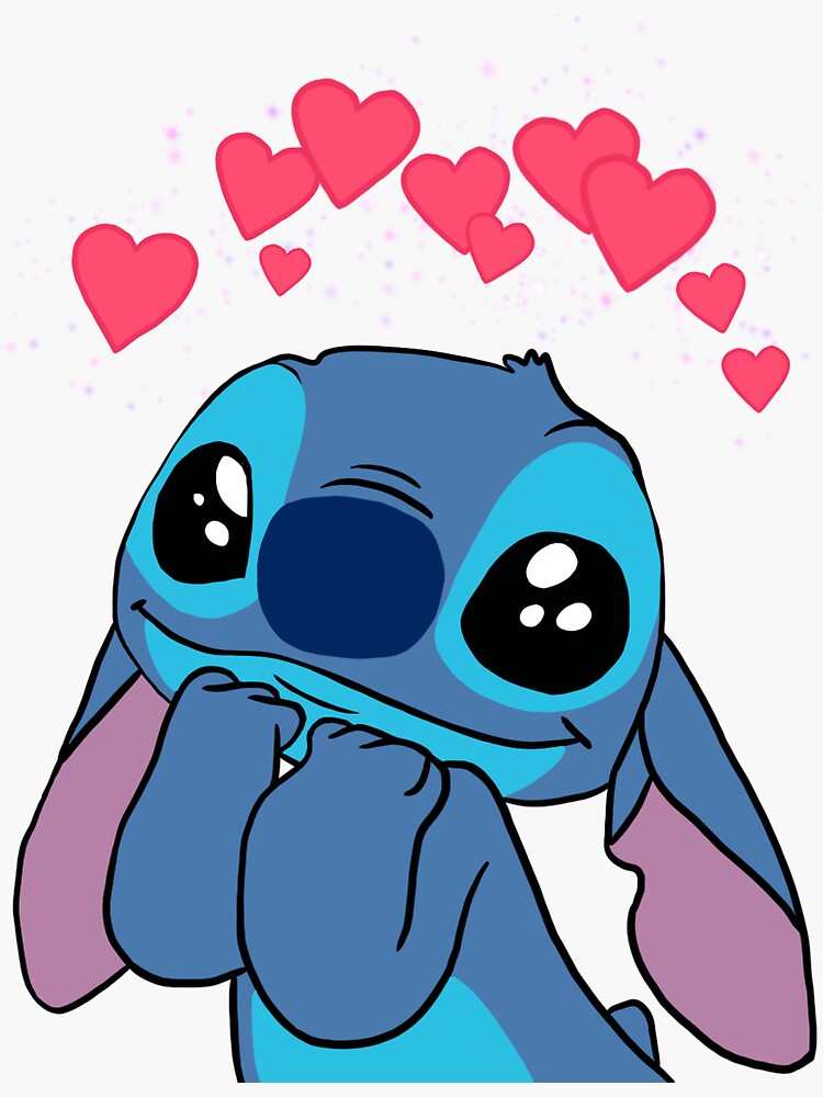 "Stitch with love hearts " Sticker for Sale by honeystickersz | Redbubble