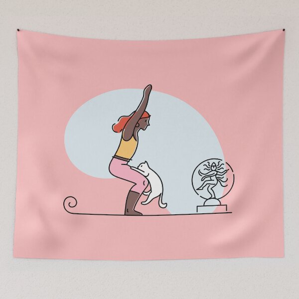 Item preview, YOGA PRACTICE WITH CAT Chair pose designed and sold by Trio's Stuff.