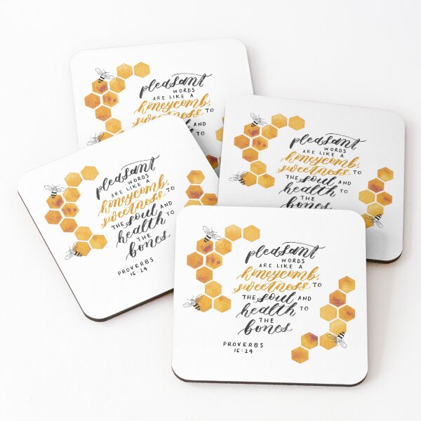 Item preview, honeybee and honeycomb painting designed and sold by floweringwords.