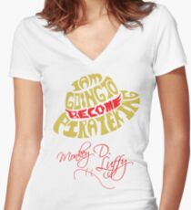 Mugiwara Typography Women's Fitted V-Neck T-Shirt