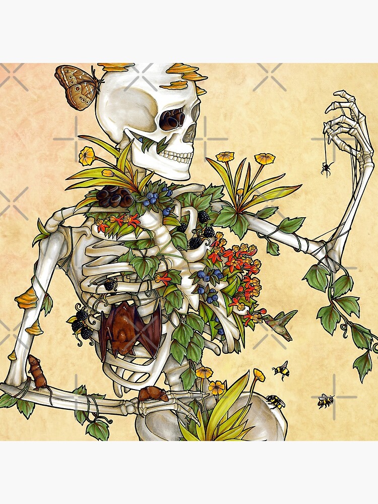Thumbnail 4 of 4, Pillow, Bones and Botany designed and sold by edemoss.