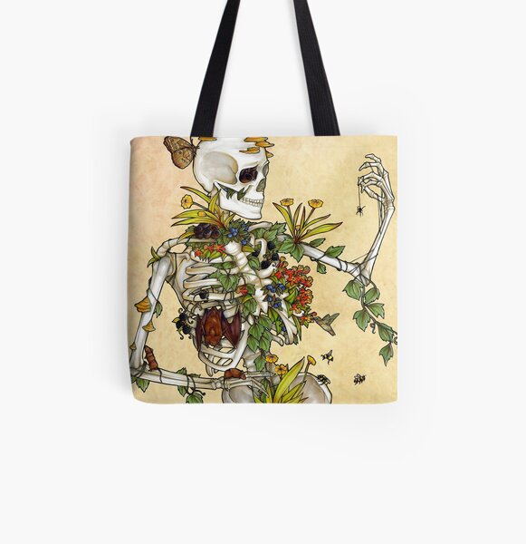 Bones and Botany All Over Print Tote Bag